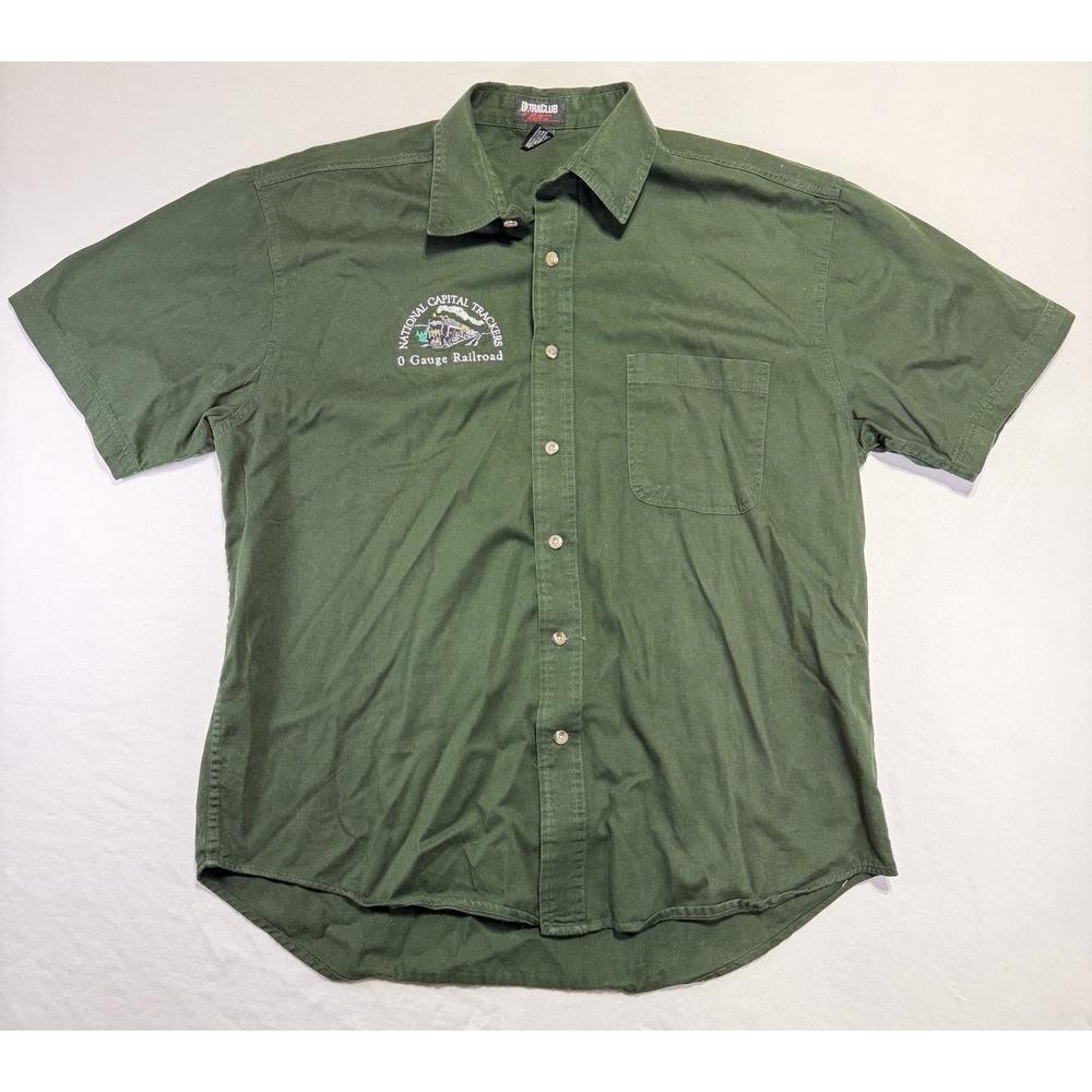 UltraClub National Capital Trackers O Gauge Railroad Embroidered Shirt XL Green